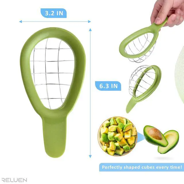 Alt view image 2 of 7 - Avocado Slicer Tool - 3.2 x 6.3 Inches Avocado Cuber Tool with Ergonomic Handle, Easy to Use and Clean, Food-Grade Plastic and Stainless Steel, Good for Salads, Guacamole, or Smoothie