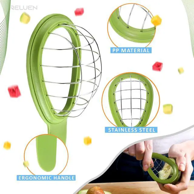Alt view image 4 of 7 - Avocado Slicer Tool - 3.2 x 6.3 Inches Avocado Cuber Tool with Ergonomic Handle, Easy to Use and Clean, Food-Grade Plastic and Stainless Steel, Good for Salads, Guacamole, or Smoothie