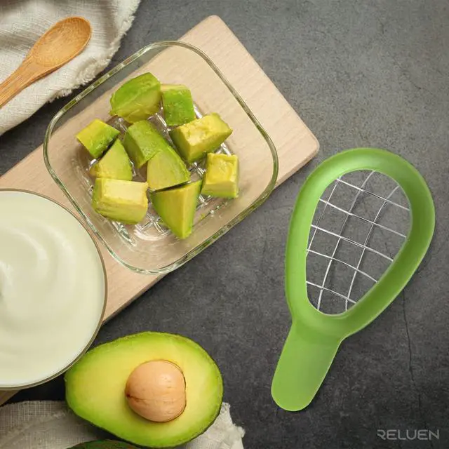 Alt view image 6 of 7 - Avocado Slicer Tool - 3.2 x 6.3 Inches Avocado Cuber Tool with Ergonomic Handle, Easy to Use and Clean, Food-Grade Plastic and Stainless Steel, Good for Salads, Guacamole, or Smoothie