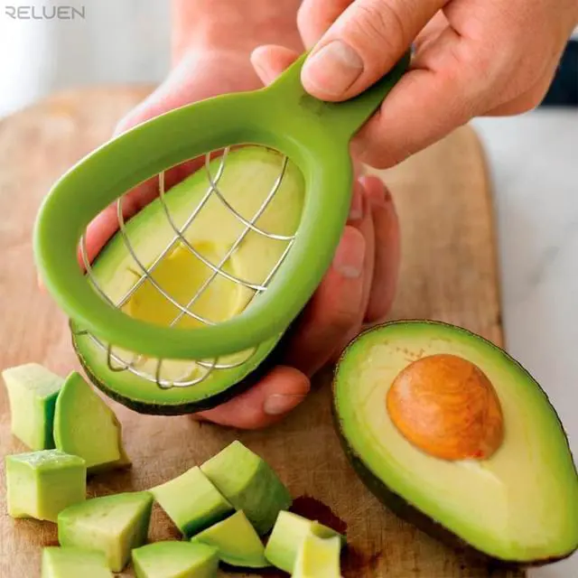 Alt view image 7 of 7 - Avocado Slicer Tool - 3.2 x 6.3 Inches Avocado Cuber Tool with Ergonomic Handle, Easy to Use and Clean, Food-Grade Plastic and Stainless Steel, Good for Salads, Guacamole, or Smoothie