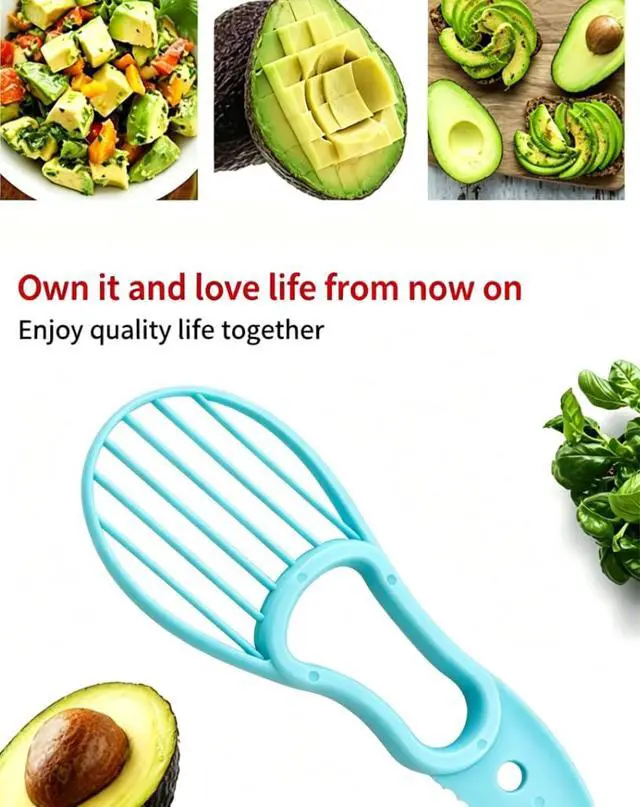 Alt view image 4 of 4 - 3-in-1 Avocado Slicer, Plastic Cutter with Peeler, Corer, and Pulp Separator, Kitchen Tool
