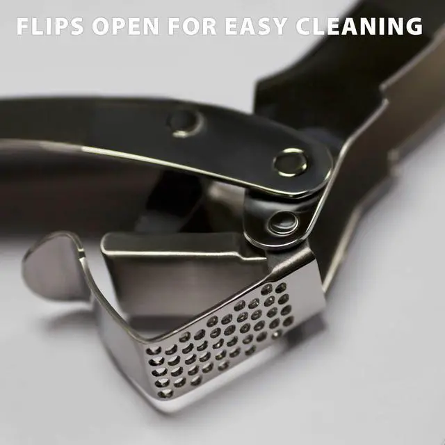Alt view image 3 of 7 - Stainless Steel Garlic Press, Heavy Duty Professional Grade Double Lever-Assisted Garlic Mincer with High Capacity Reservoir - Easy to Clean and Rust Free Garlic Crusher