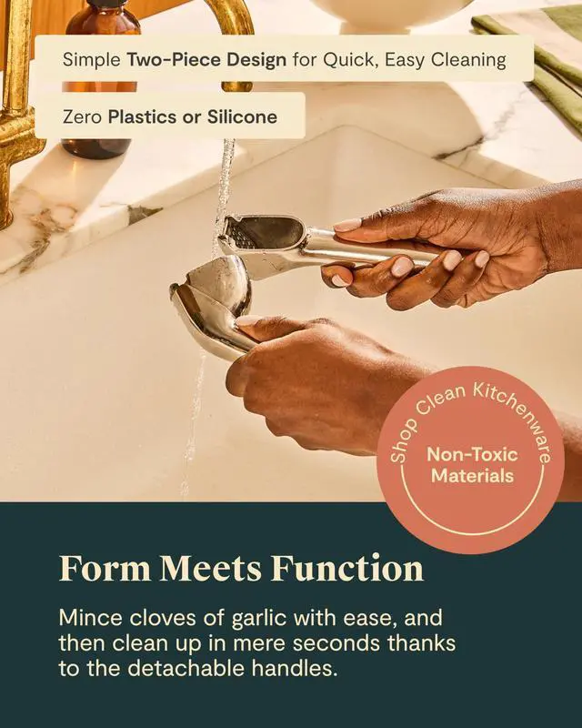 Alt view image 2 of 7 - Garlic Press - Non Toxic Stainless Steel - Essential Kitchen Tool - Ergonomic Handle - Effortlessly Mince Whole Garlic - Easy Clean