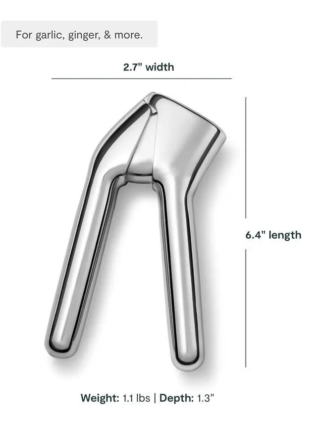 Alt view image 3 of 7 - Garlic Press - Non Toxic Stainless Steel - Essential Kitchen Tool - Ergonomic Handle - Effortlessly Mince Whole Garlic - Easy Clean
