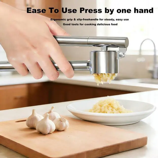 Alt view image 3 of 7 - 304 Stainless Steel Garlic Press Set Peeler & Brush