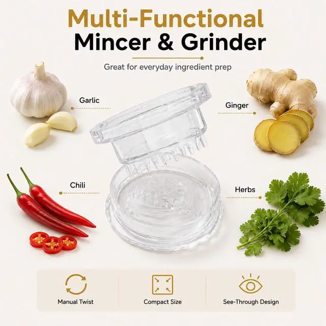 Alt view image 4 of 6 - 2PCS Clear Manual Garlic Twister Mincer