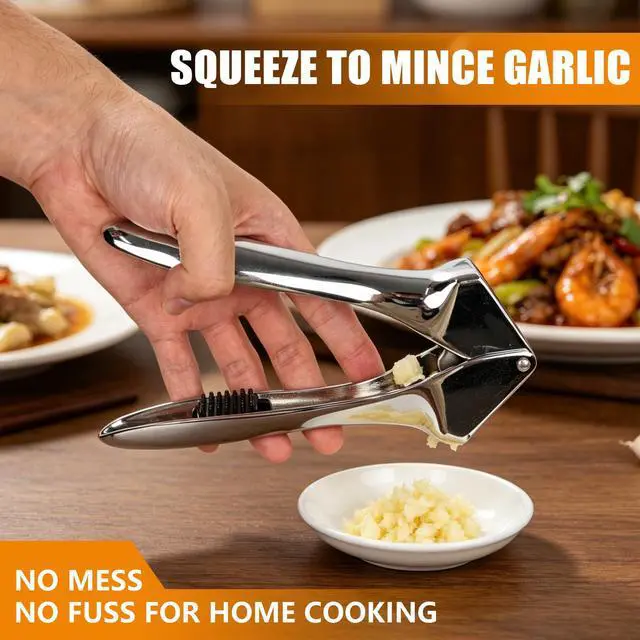 Alt view image 2 of 7 - 2-in-1 Garlic Press and Slicer No Peel Garlic Mincer, Rust-Proof Garlic Crusher, Easy Clean Kitchen Gadget for Garlic, Ginger, Nuts