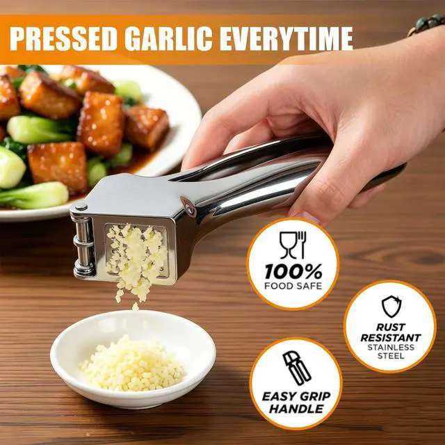 Alt view image 4 of 7 - 2-in-1 Garlic Press and Slicer No Peel Garlic Mincer, Rust-Proof Garlic Crusher, Easy Clean Kitchen Gadget for Garlic, Ginger, Nuts