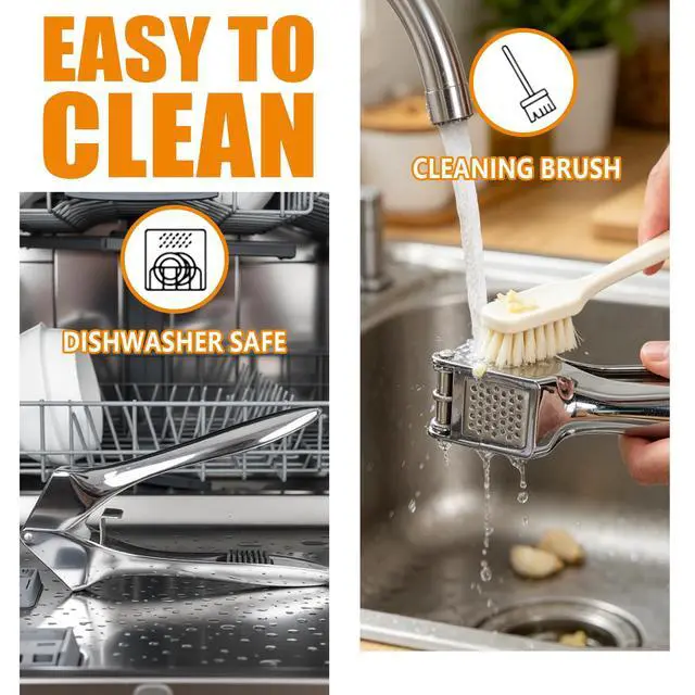 Alt view image 6 of 7 - 2-in-1 Garlic Press and Slicer No Peel Garlic Mincer, Rust-Proof Garlic Crusher, Easy Clean Kitchen Gadget for Garlic, Ginger, Nuts