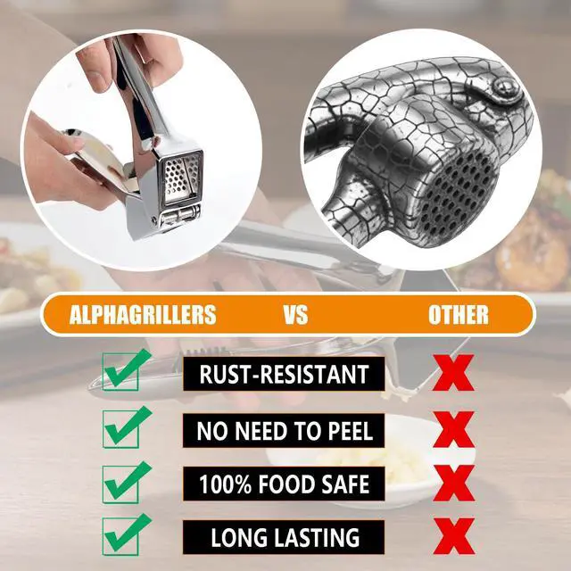 Alt view image 7 of 7 - 2-in-1 Garlic Press and Slicer No Peel Garlic Mincer, Rust-Proof Garlic Crusher, Easy Clean Kitchen Gadget for Garlic, Ginger, Nuts