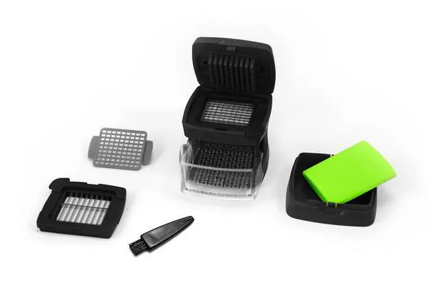 Alt view image 2 of 7 - Garlic-A-Peel Garlic Press, Crusher, Cutter, Mincer, and Storage Container - Includes Silicone Garlic Peeler - Easy to Clean - Stainless Steel Blades (Black), standard
