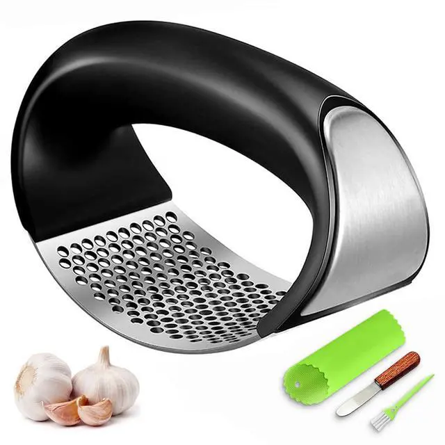 Main image of Garlic Press Rocker, Stainless Steel Garlic Mincer Crusher Professional Kitchen Gadgets Garlic Chopper with Ergonomic Handle, Silicone Garlic Peeler