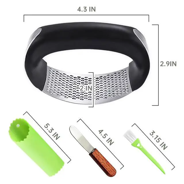 Alt view image 2 of 7 - Garlic Press Rocker, Stainless Steel Garlic Mincer Crusher Professional Kitchen Gadgets Garlic Chopper with Ergonomic Handle, Silicone Garlic Peeler
