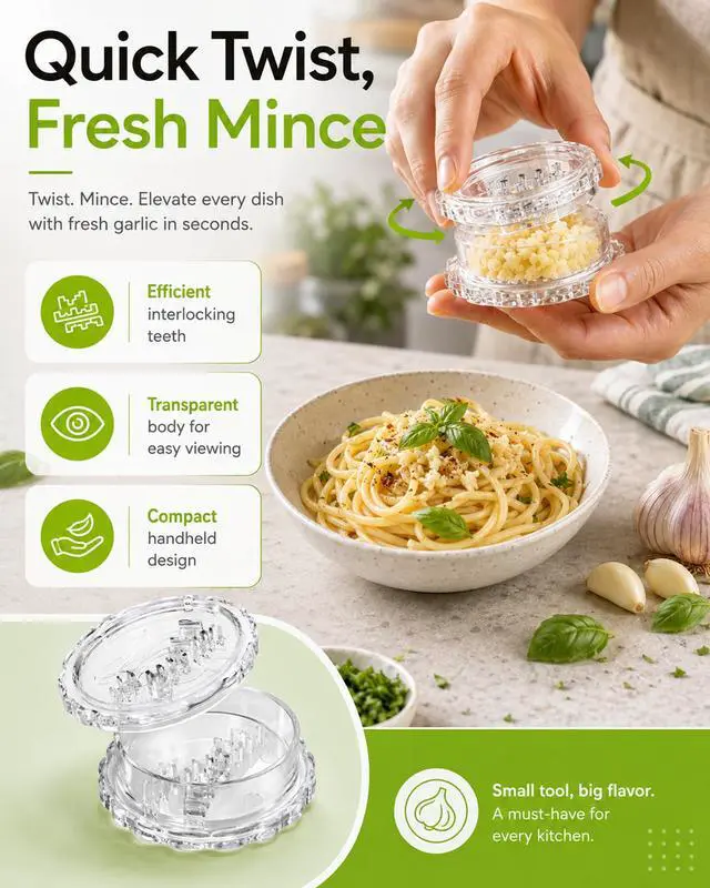 Alt view image 7 of 7 - Garlic Mincer Transparent Manual Garlic Press, Multi-Functional Mincer for Garlic, Onion, Ginger, Herbs, Nuts
