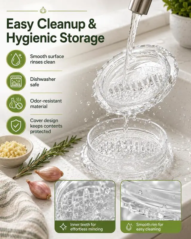 Alt view image 6 of 7 - Garlic Mincer Transparent Manual Garlic Press, Multi-Functional Mincer for Garlic, Onion, Ginger, Herbs, Nuts