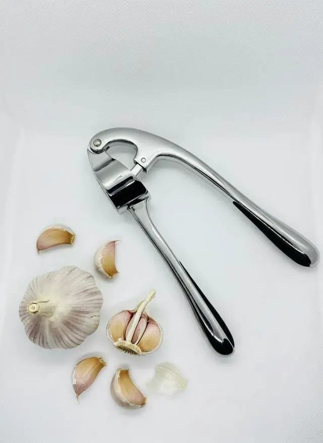 Alt view image 2 of 7 - Garlic Press with Peeler and Brush | Easy Garlic Crusher | Dishwasher Safe | Zinc | Comfortable Handle