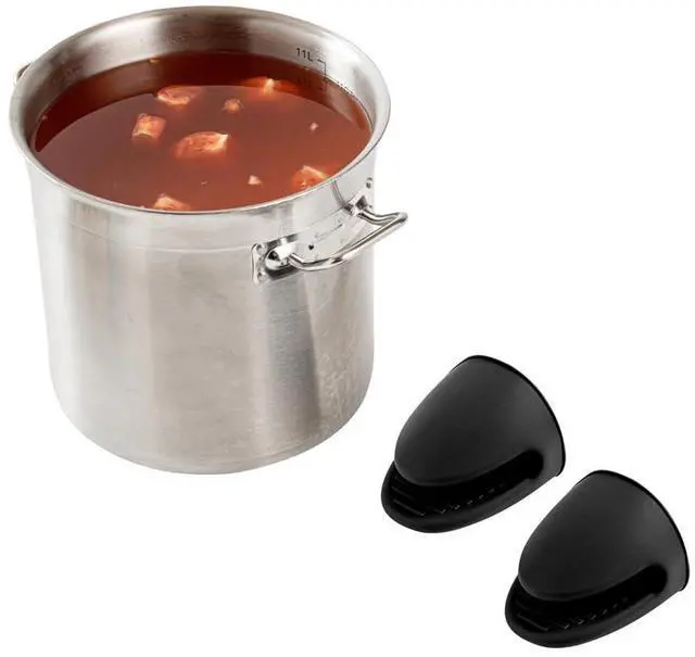 Main image of Comfy Grip 4.3 x 3.5 x 4.2 Inch Mini Oven Mitt Pot Holders 1 Food-Grade Finger Mitt Set - 2-Piece Set Oven-Ready Up To 446F Black Silicone Pinch Mitts Ribbed Texture Dishwashable