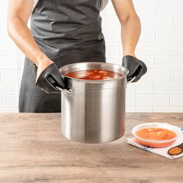 Alt view image 5 of 7 - Comfy Grip 4.3 x 3.5 x 4.2 Inch Mini Oven Mitt Pot Holders 1 Food-Grade Finger Mitt Set - 2-Piece Set Oven-Ready Up To 446F Black Silicone Pinch Mitts Ribbed Texture Dishwashable