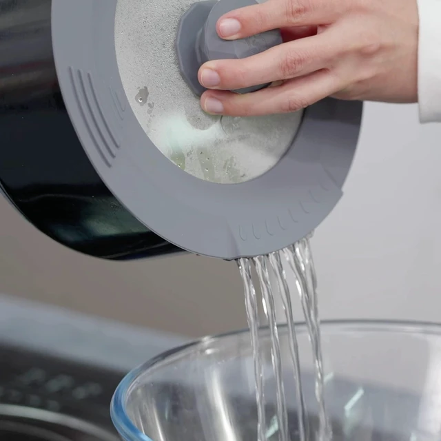 Alt view image 2 of 7 - Tempered Strainer Lid for Stockpot Pasta Soup Pots - Universal Pan Lid with Heat Resistant Silicone Rim 10-12 inch Light Grey