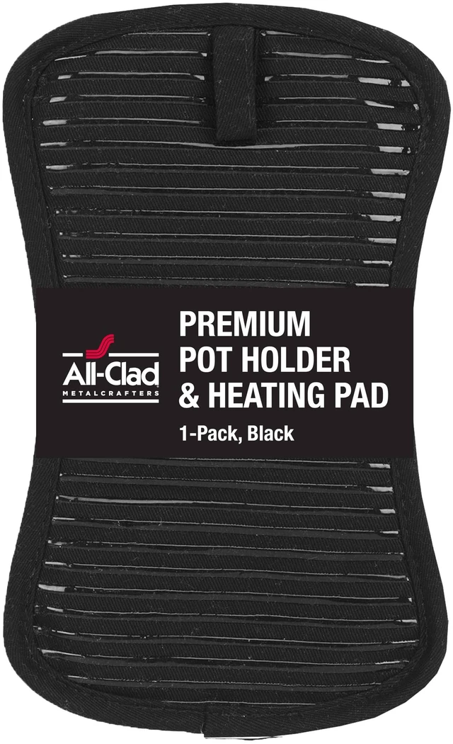 Main image of Premium Pot Holder & Hot Pad: Heat Resistant to 500 Degrees - 100% Cotton, 10"x6.25" Hot Pad for Kitchen and Barbeque, (1-Pack), Black