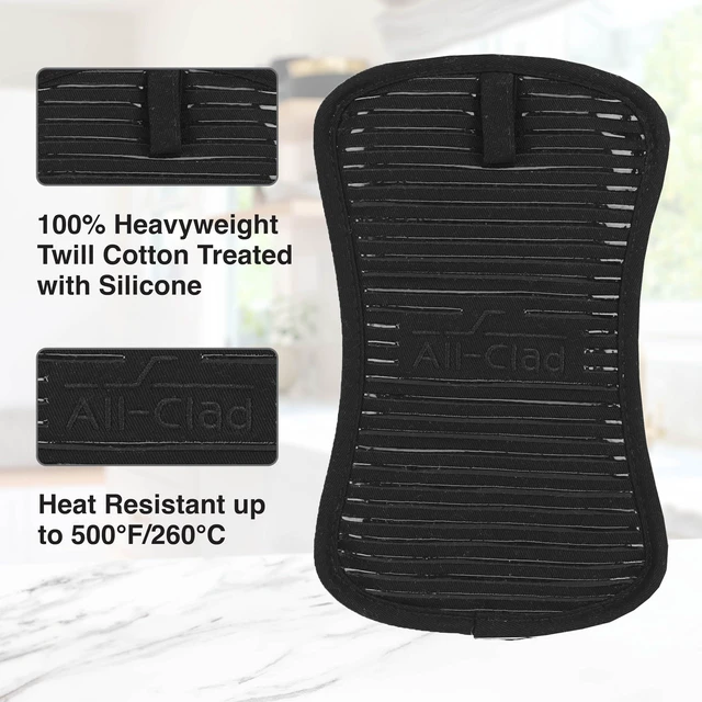 Alt view image 4 of 7 - Premium Pot Holder & Hot Pad: Heat Resistant to 500 Degrees - 100% Cotton, 10"x6.25" Hot Pad for Kitchen and Barbeque, (1-Pack), Black