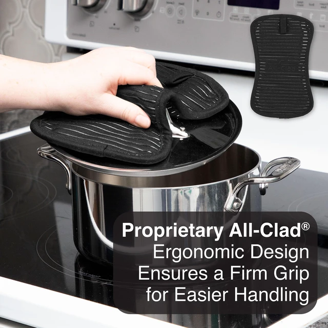 Alt view image 6 of 7 - Premium Pot Holder & Hot Pad: Heat Resistant to 500 Degrees - 100% Cotton, 10"x6.25" Hot Pad for Kitchen and Barbeque, (1-Pack), Black