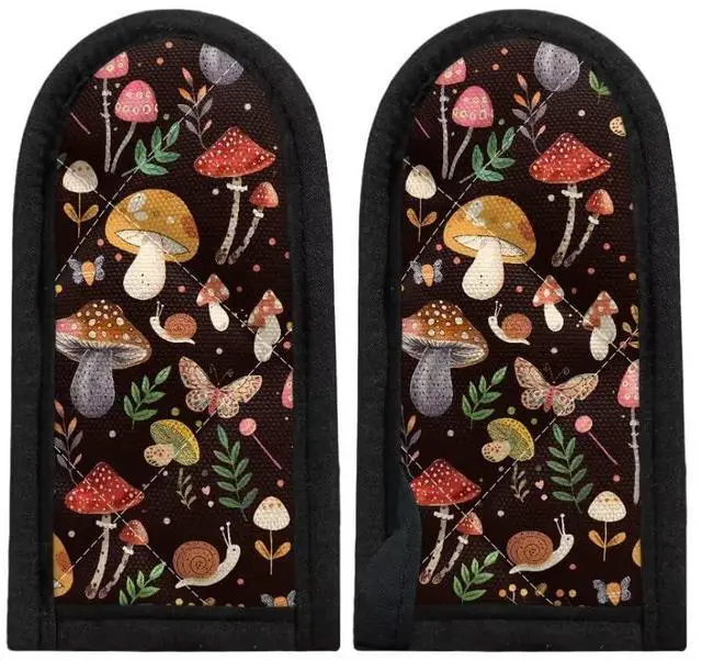 Main image of Mushroom Hot Handle Holder 2pcs Potholder Cookware Handle Cast Iron Skillets Handles Covers Heat Resistant Grip Covers for Cast Iron Skillet,Floral