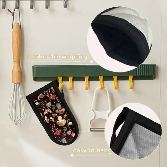 Alt view image 3 of 6 - Mushroom Hot Handle Holder 2pcs Potholder Cookware Handle Cast Iron Skillets Handles Covers Heat Resistant Grip Covers for Cast Iron Skillet,Floral