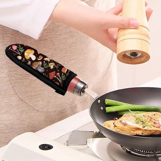 Alt view image 4 of 6 - Mushroom Hot Handle Holder 2pcs Potholder Cookware Handle Cast Iron Skillets Handles Covers Heat Resistant Grip Covers for Cast Iron Skillet,Floral