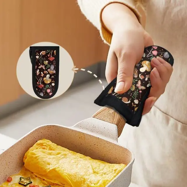 Alt view image 5 of 6 - Mushroom Hot Handle Holder 2pcs Potholder Cookware Handle Cast Iron Skillets Handles Covers Heat Resistant Grip Covers for Cast Iron Skillet,Floral