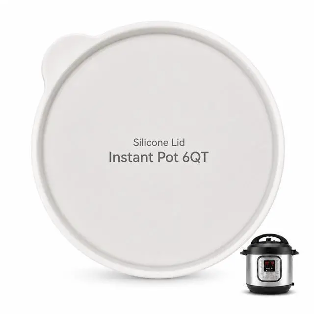 Main image of Airtight Silicone Lid with Easy Grip Handle for Instant Pot 6 Qt, Leakproof & Spill Proof Inner Pot Cover for Food Storage, BPA Free, Dishwasher Safe, White