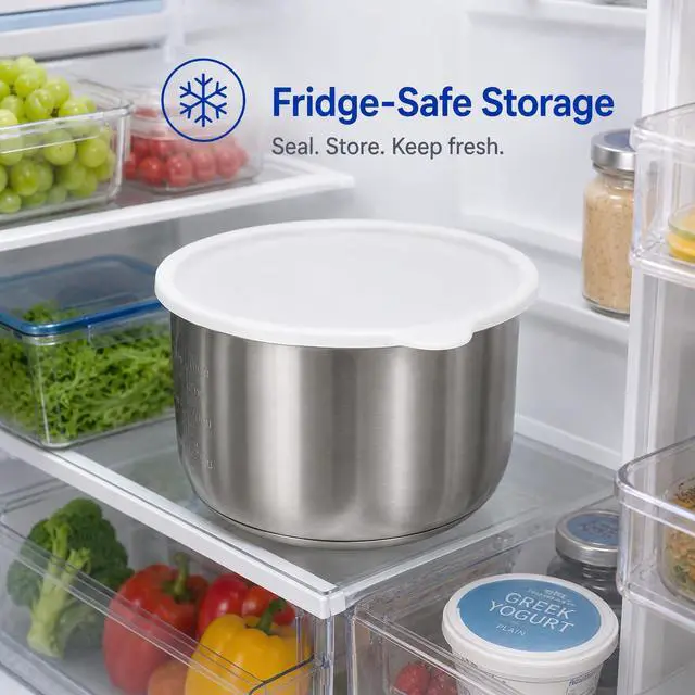Alt view image 4 of 7 - Airtight Silicone Lid with Easy Grip Handle for Instant Pot 6 Qt, Leakproof & Spill Proof Inner Pot Cover for Food Storage, BPA Free, Dishwasher Safe, White