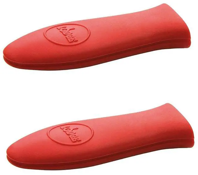 Main image of Silicone Hot Handle Holder - Dishwasher Safe Hot Handle Holder Designed for Lodge Cast Iron Skillets 9 Inches+ w/Keyhole - Reusable Heat Protection Up to 500° - Red (Pack of 2)