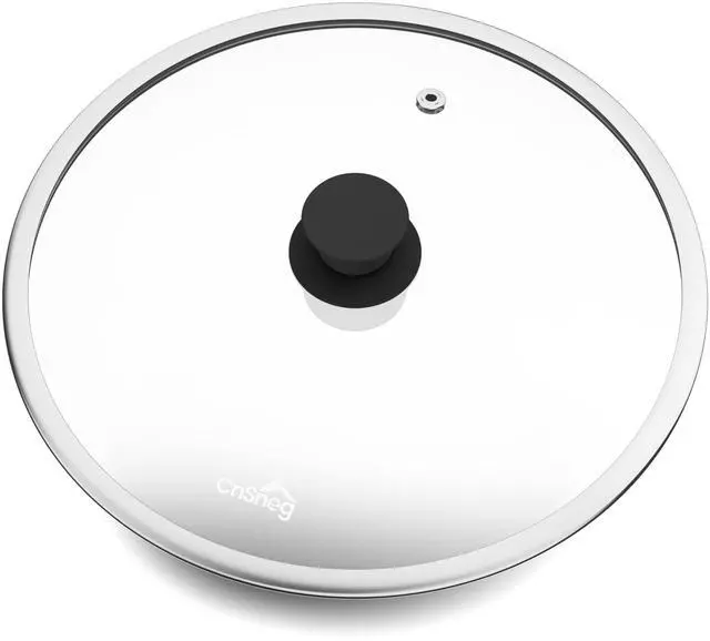 Main image of Inch Pan Lid For Pots Pans and Skillets, Cast Iron Skillet Lid, Large Tempered Glass Frying Pan Lids/Pot Cover Replacement, Crock Pot Lids with Wide Stainless Steel Rim, Cookware Lids Cover