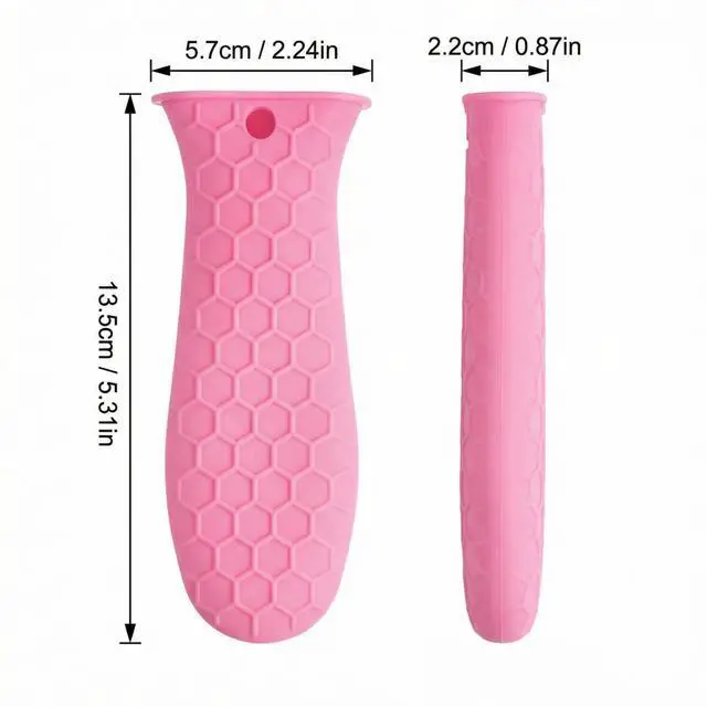 Alt view image 2 of 7 - 2-Pack Heat-Resistant Pot Handle Covers, Cast Iron Skillet Handle Sleeve for Kitchen Cooking, Durable Pot Handle Cover for Cast Iron Accessories & Home Use (Pink)