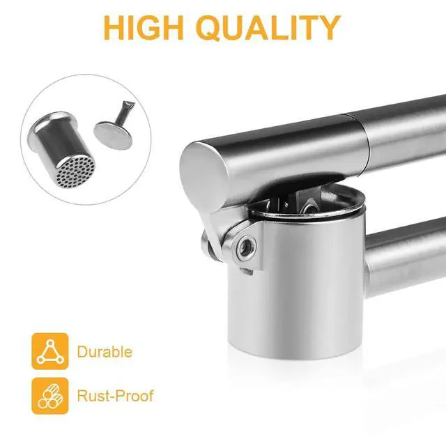 Alt view image 3 of 7 - Garlic Press Garlic Mincer & Crusher Stainless Steel Garlic Press Set for Kitchen with Brush & Peeler, Kitchen for Garlic, Garlic Presser Easy to Clean Easy Squeeze Rust Proof (Small A - Set)