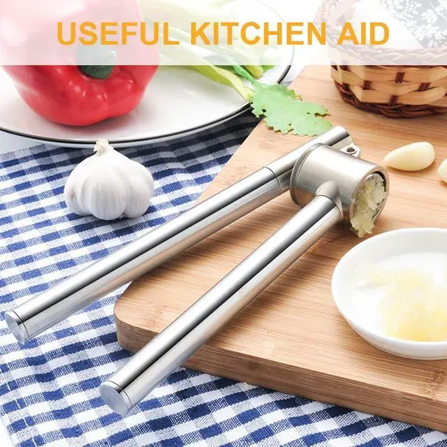 Alt view image 5 of 7 - Garlic Press Garlic Mincer & Crusher Stainless Steel Garlic Press Set for Kitchen with Brush & Peeler, Kitchen for Garlic, Garlic Presser Easy to Clean Easy Squeeze Rust Proof (Small A - Set)