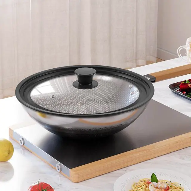 Alt view image 4 of 7 - Universal Lid for Pots Pans and Skillets, Pan Cover Fit 9", 9.5",10" Diameter Cookware, Silicone Replacement Lids with Tempered Glass for Frying Pans, Cast Iron
