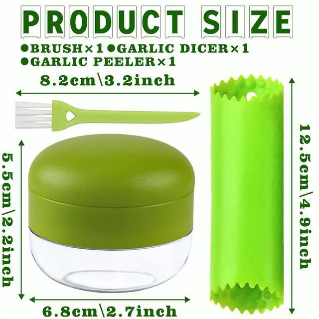 Alt view image 2 of 7 - Garlic Press Stainless Steel, Garlic Mincer Tool with Storage Container, Garlic Chopper with Peeler Skin and Cleaning Brush