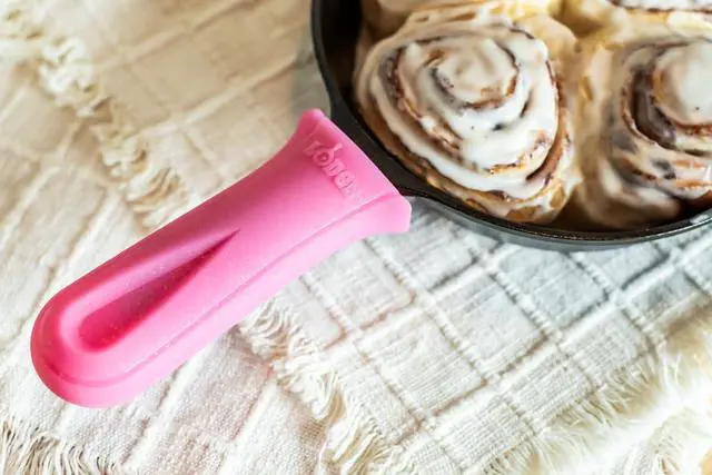 Alt view image 3 of 4 - Silicone Deluxe Hot Handle Holder - Dishwasher Safe Hot Handle Holder Designed for Lodge Cast Iron Skillets - Reusable Heat Protection Up to 500° - Roller-Disco Pink