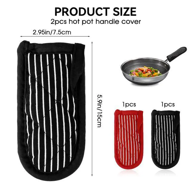 Alt view image 2 of 7 - 2PCS Hot Pan Handle Sleeves - Heat Resistant Handle Covers for Cast Iron Skillet & Pot Holders - Machine Washable