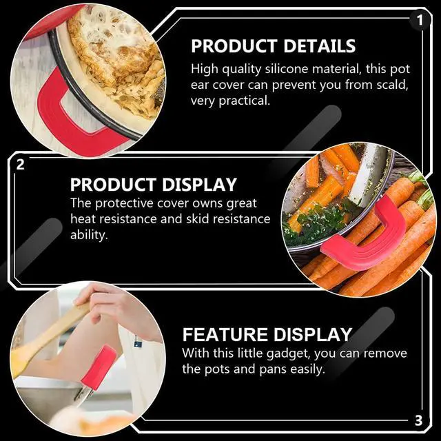 Alt view image 3 of 7 - Silicone Pot Handle Holder Heat Resistant Non-Slip Pot Handle Sleeve Cover Protector for Kitchen Cookware Pans and Soup Pots 2.95X1.65X0.66 Inch 1 Pair