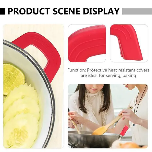 Alt view image 2 of 7 - Silicone Pot Handle Holder Heat Resistant Non-Slip Pot Handle Sleeve Cover Protector for Kitchen Cookware Pans and Soup Pots 2.95X1.65X0.66 Inch 1 Pair