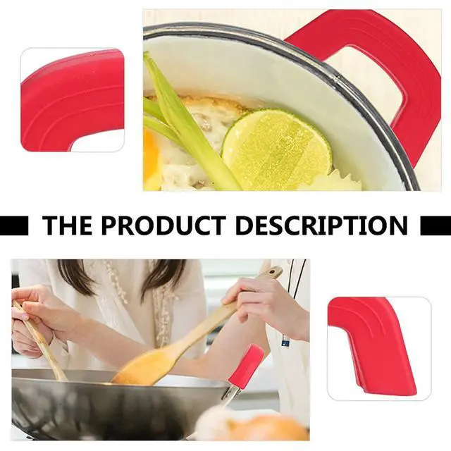 Alt view image 4 of 7 - Silicone Pot Handle Holder Heat Resistant Non-Slip Pot Handle Sleeve Cover Protector for Kitchen Cookware Pans and Soup Pots 2.95X1.65X0.66 Inch 1 Pair