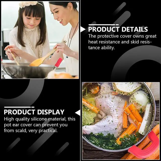 Alt view image 7 of 7 - Silicone Pot Handle Holder Heat Resistant Non-Slip Pot Handle Sleeve Cover Protector for Kitchen Cookware Pans and Soup Pots 2.95X1.65X0.66 Inch 1 Pair
