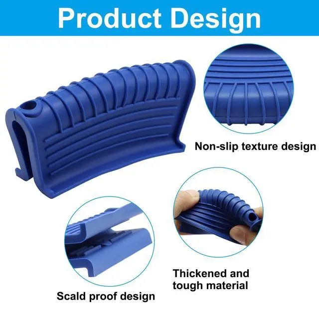 Alt view image 4 of 5 - Silicone Assist Handle Holder, Non-Slip Hot Pan Handle Covers Heat Resistant Grip Sleeve for Griddles Frying Pans Skillet (Blue)