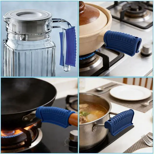 Alt view image 5 of 5 - Silicone Assist Handle Holder, Non-Slip Hot Pan Handle Covers Heat Resistant Grip Sleeve for Griddles Frying Pans Skillet (Blue)