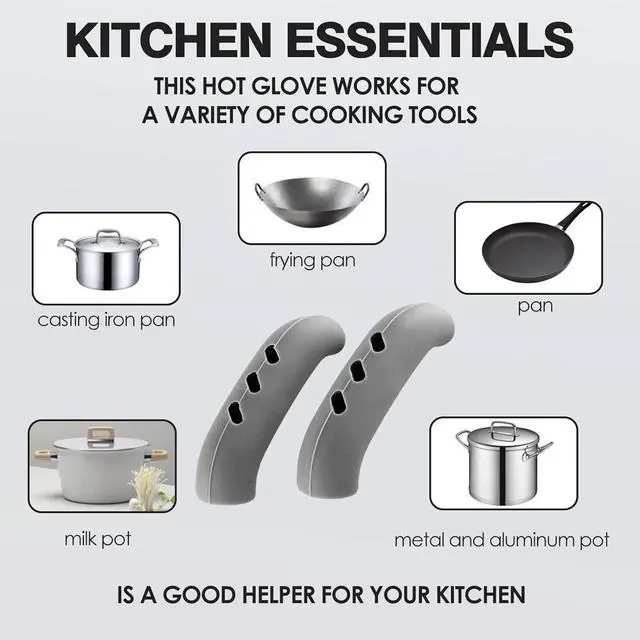 Alt view image 4 of 6 - Pairs Silicone Pot Handle Covers Heat Resistant Silicone Pot Handle Covers Universal Fit for Pots Pans and Skillets Non-Slip Grip Protects Hands from Hot Handles Ideal Tools for Kitchen