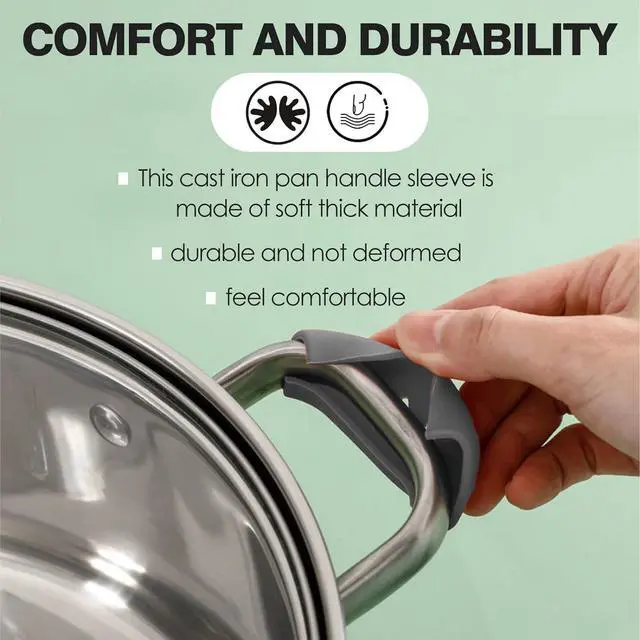 Alt view image 6 of 6 - Pairs Silicone Pot Handle Covers Heat Resistant Silicone Pot Handle Covers Universal Fit for Pots Pans and Skillets Non-Slip Grip Protects Hands from Hot Handles Ideal Tools for Kitchen