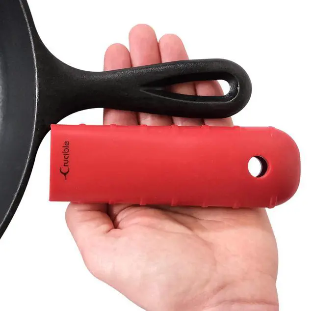 Alt view image 3 of 7 - Silicone Hot Handle Holder, Potholder (Extra Thick Red) for Cast Iron Skillets, Pans, Frying Pans & Griddles, Metal and Aluminum Cookware Handles - Sleeve Grip, Handle Cover